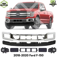 Front Bumper Face Bar Chrome & Fog Lights Assembly Kit For 2018-2020 Ford F-150