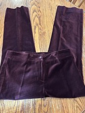 Vtg 70s Plum Maroon Velvet Trousers Pants Sz L 36  Wst Wide Leg Women  s Fall Fav