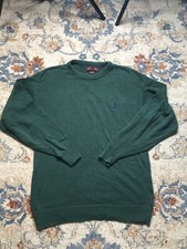 Vintage CHAPS Ralph Lauren Sweater Mens Large Green Tight Knit Made in USA
