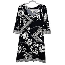 WHITE HOUSE BLACK MARKET 3/4 Sleeve Dress size S BLACK & WHITE FLORAL CLEARANCE!