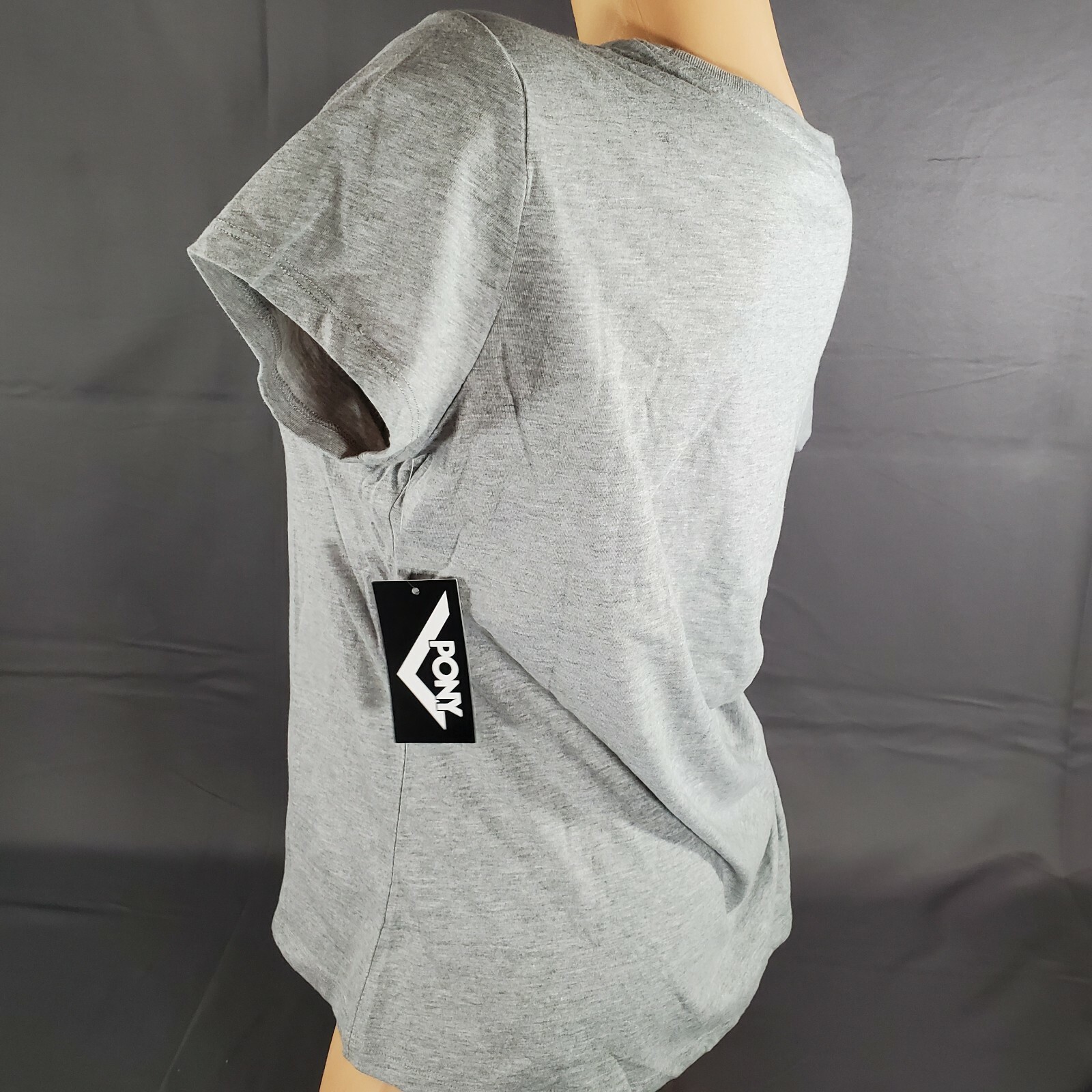 Camicia PONY donna grande a righe core manica corta t shirt logo grigio