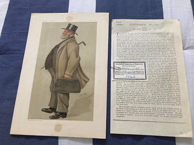 ORIGINAL 1893 Vanity Fair Litho print ''Mr. Solicitor'' #234 With Certificate
