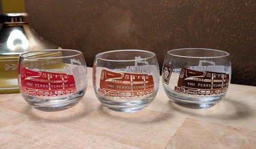 Vintage Pennsylvania Railroad PRR 5oz Roly Poly Bar Schnaps Whisky 3 Gläser