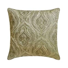 Grey Jacquard Quilted & Zari Embroidery 16"x16" Throw Pillow Cover - Venus