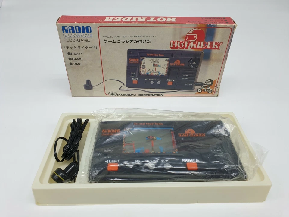 Hot Rider Radio Play & Time Masudaya Corp Vintage Crystal Hand Game Boxed