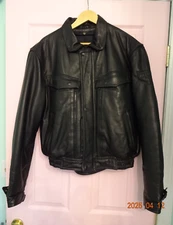 First Gear Scout III Black Leather Motorcycle Jacket Mens 42 with thermoliner