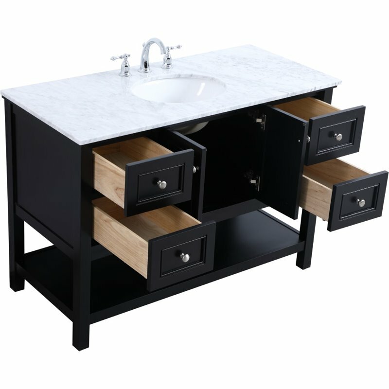 Elegant Decor Metropolis 48" Single Marble Top Bathroom Vanity in Black | eBay