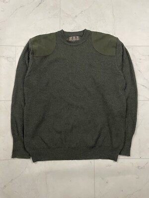 Barbour Wool Sportsmans Sweater Men s Green Elbow Patches Size Extra Large NWOT