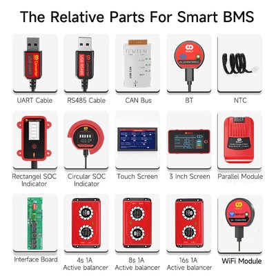 Daly Smart BMS Bluetooth Wifi Module/RS485/UART/LCD Display/Active Balancer