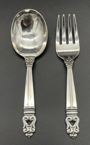 2 Pc Sterling Silver Royal Danish Baby Set Spoon Fork International No Monogram