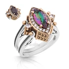 Turkish Reversible Marquise Alexandrite and Black Topaz 925 Sterling Silver Ring