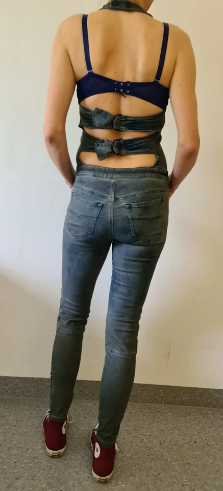 Diesel DE-Head Tuta Old Blue Washed Jeans Jumpsuit Overall Neckholder Gr. M - Bild 4 von 4