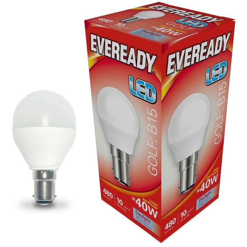 Eveready LED Energy Saving Golf Ball Bulbs Energy Save 6w =40w E14 B15