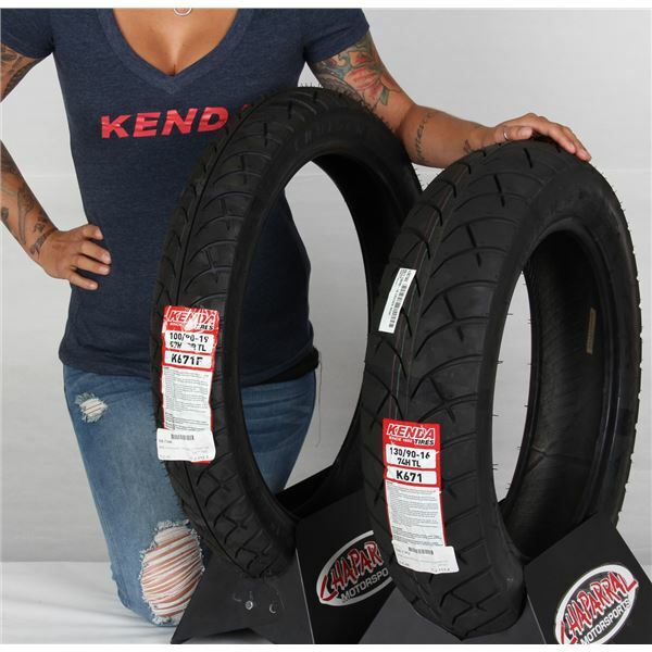Kenda 100/90B19 Front 130/90B16 Rear Cataclysm Bias Motorcycle Cruiser