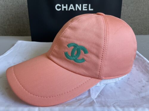 NWT 21P Chanel Orange CC Logo Baseball Hat Cap