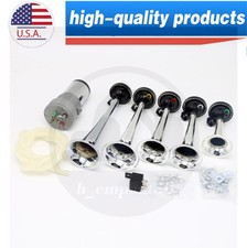 5pcs Musical Air Horn W Chrome Color 12v 300db Loud 5 Trumpet Dixieland Usa 5pcs Musical Air Horn W Chrome Color 12v 300db Loud 5 Trumpet Dixieland Usa