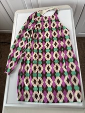 Zara effect print mini dress one shoulder Sz L NWT pink green brown cream