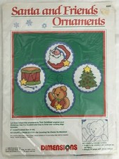 Santa  Friends Christmas Dimensions 1988 Cross Stitch Needlepoint Vtg 