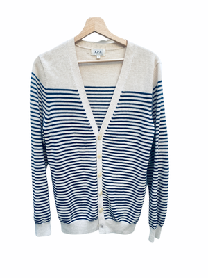 A.P.C. Ecru Black Striped Cardigan Size L APC | eBay 