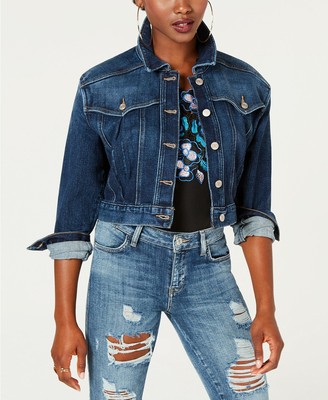 guess cotton denim peplum jacket