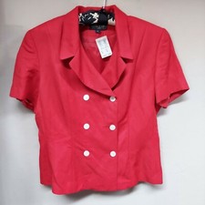 New Harold's Womens 14 Linen Blend Double-breasted Blazer Jacket Red Lined $148