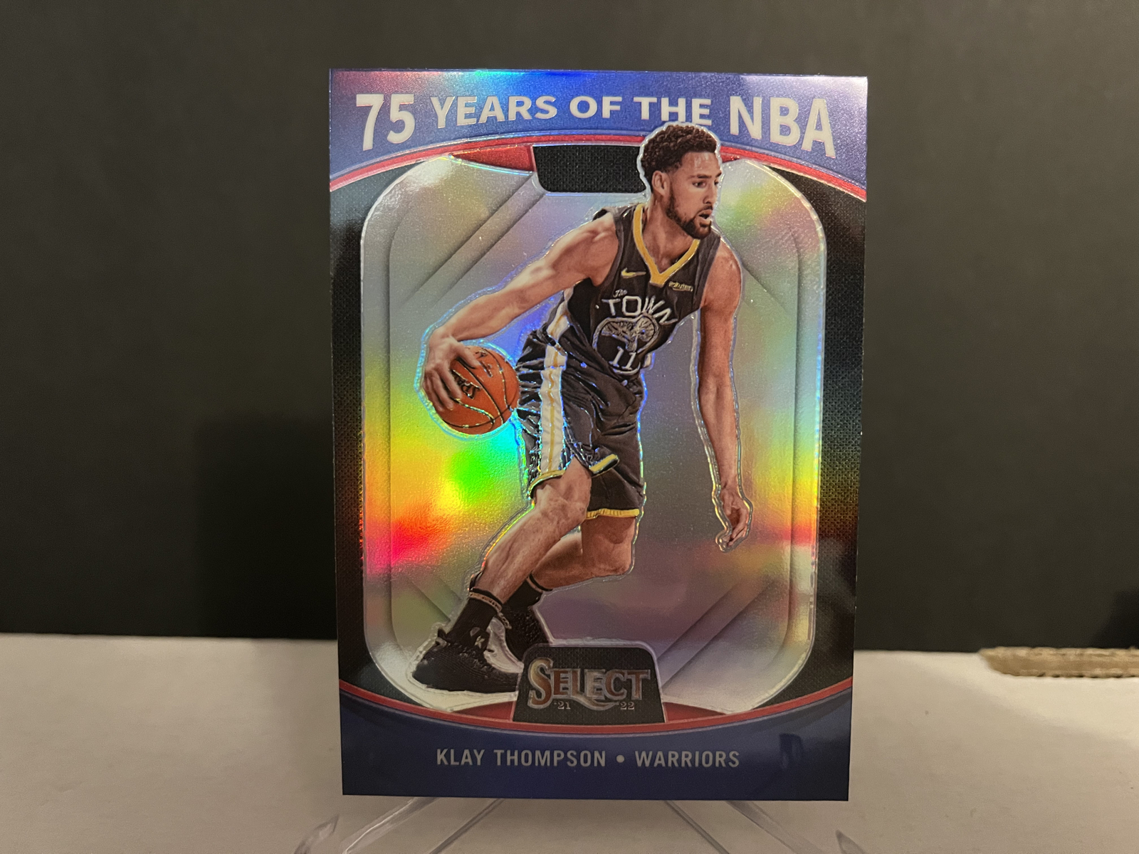 2021-22 NBA Panini Select Klay Thompson #60 75 Years of NBA Silver Prizm Card