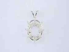 Oval Deep 8 Prong Pendant Setting Sterling Silver  