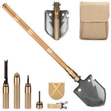 Wild Peak 18-in-1 Multi-tool Steel Emergency Survival Shovel with Pouch (Gold)