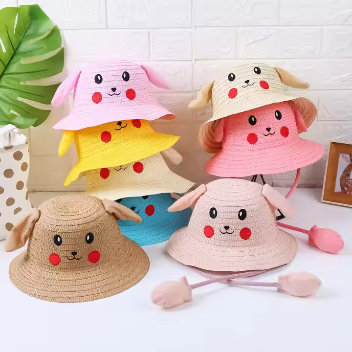 Super Cute Cartoon Bunny Straw Hat with Flappable Ears Great for Beach  Outdoor