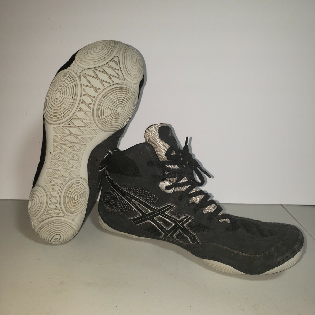 Asics Snapdown Wrestling Shoes Black Silver J502Y Mens 8.5 Mid Top Athletic Size 8.5 Asics Snapdown J502Y Wrestling Shoes Black Silver  main image 3