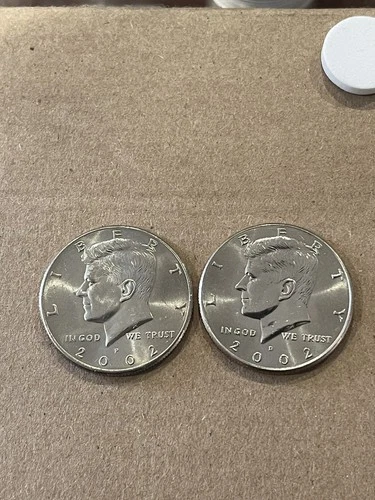 2002 P&D KENNEDY HALF DOLLAR-Two Coin Set- Free Shipping