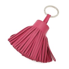 Hermes Carmen Key Ring Charm Agneau Milo Pink Tassel 4.7 in Used A Rank