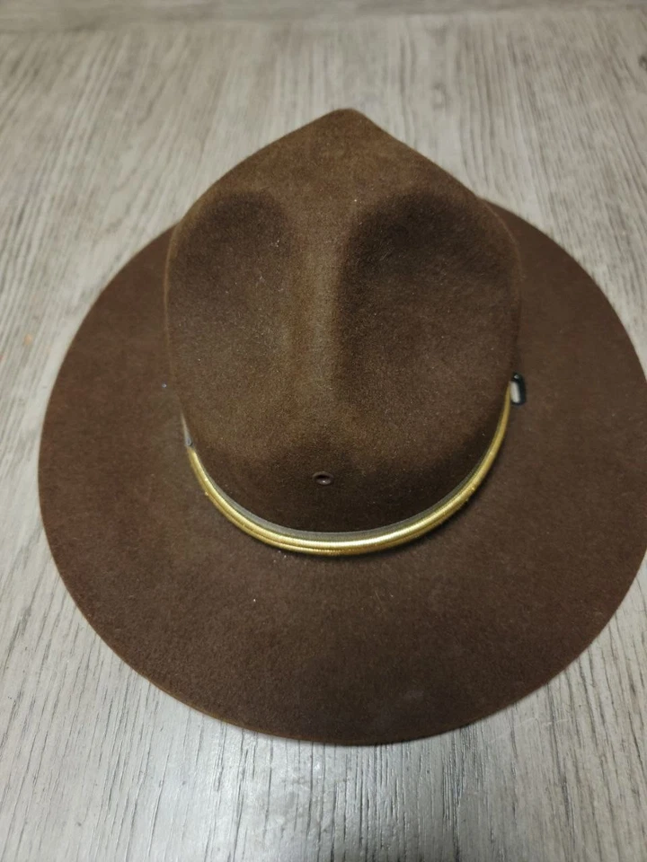 Stratton Campaign Hat F40 Brown Size 6 7/8 Felt Hat Trooper Military Ranger - Image 2 of 4