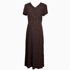 Vintage Laura Ashley Midi Dress Dark Brown Floral Jacquard 8/10 Dark Romantic