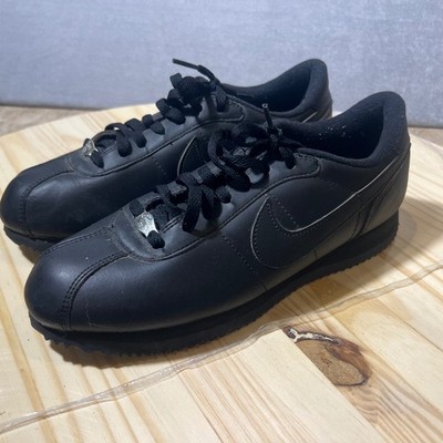 Nike Cortez Basic Leather Triple Black Sneakers 316418-018 Mens 7.5 Women 9