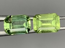 2pic 3Ct  Beautiful Natural Green Color Peridot Black Routail Emerald Cut