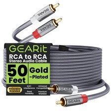 GEARit RCA Cable 50FT 2RCA Male to Stereo Audio 50 Feet, Gray