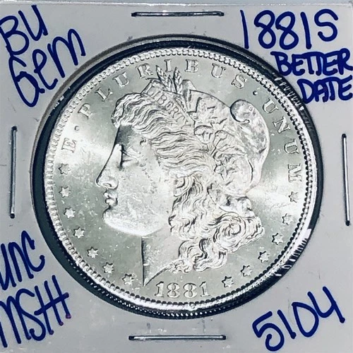1881 S BU UNCIRCULATED MORGAN SILVER DOLLAR AUTHENTIC U.S.MINT FREESHIPPING 5104