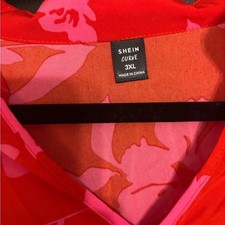 NWOT Shein Floral Red and Pink Long Dress