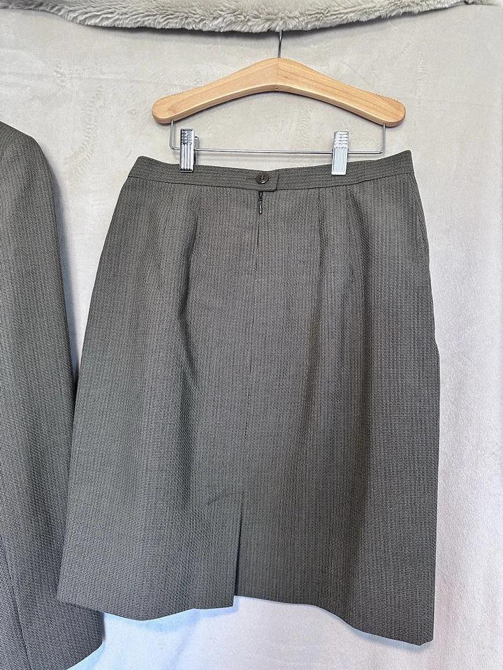 Ann Taylor лофт костюм комплект куртка юбка 6 зеленый полиэстер шерсти женщин работы маленький - Изображение 4 из 4