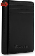 Travelambo Slim Wallet Front Pocket Minimalist Leather RFID Blocking Medium Size