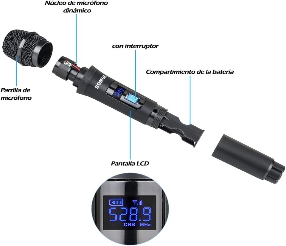 Wireless Microphone System, Pro 4-Channel Cordless Mic Set with Four ...
