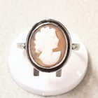 Vintage silver natural shell cameo ring, 1950s.