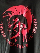 Diesel T-Shirt Schwarz Gr. L, Irokesen-Logo, 100% Baumwolle