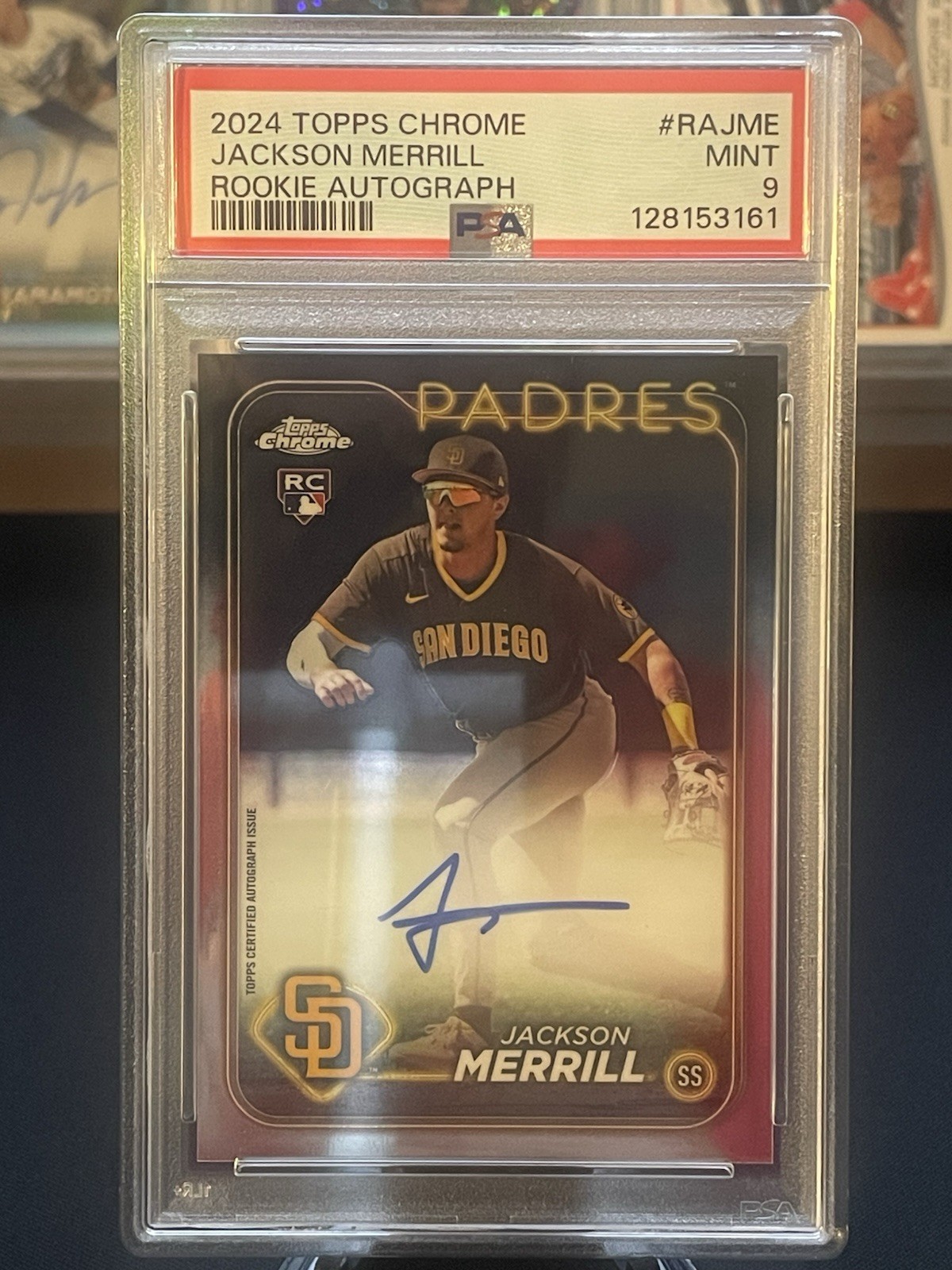 2024 Topps Chrome - Rookie Autographs Jackson Merrill #RA-JME (AU, RC) PSA 9