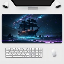 Large Starry Night Sailboat Mouse Pad - Durable Non-Slip Rubber Base Desk Mat