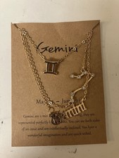 3-Pack Zodiac Constellation Pendant Necklaces 12 Stars Astrology Gemini