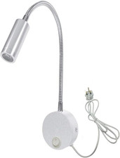 3W Adjustable Gooseneck LED Wall Sconce with Plug & Switch - Silver Warm White