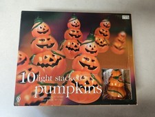 Jack-O-Lantern Halloween Pumpkin 10 Light String Blow Mold 3 Stacked 10' New