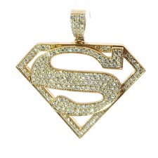 3TCW Round Cut Lab Created Diamond Superman Pendant 14k Yellow Gold Plated